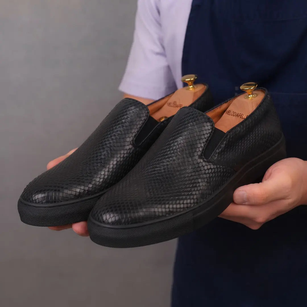 Marengo Python-Embossed Slip-On Sneaker for Men - Leather Luxury Sneakers