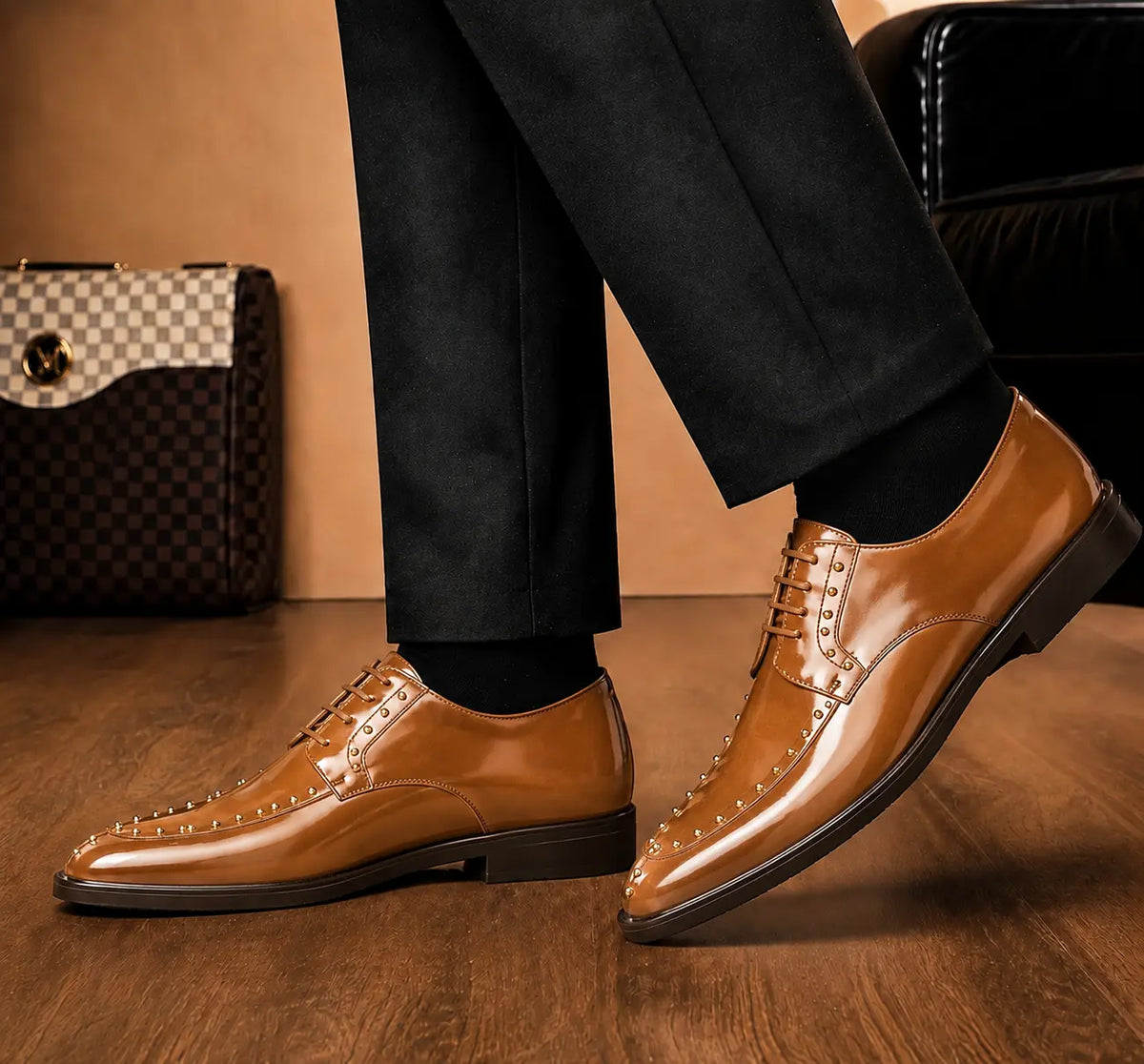 Mortlach Studded Apron Derby for Men - Goodyear Welted Leather Formal Shoes
