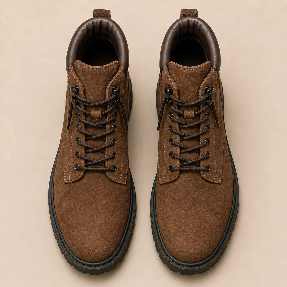 Mojave Suede Combat Boot for Men - Lug-Sole Lace-Up Leather Boots