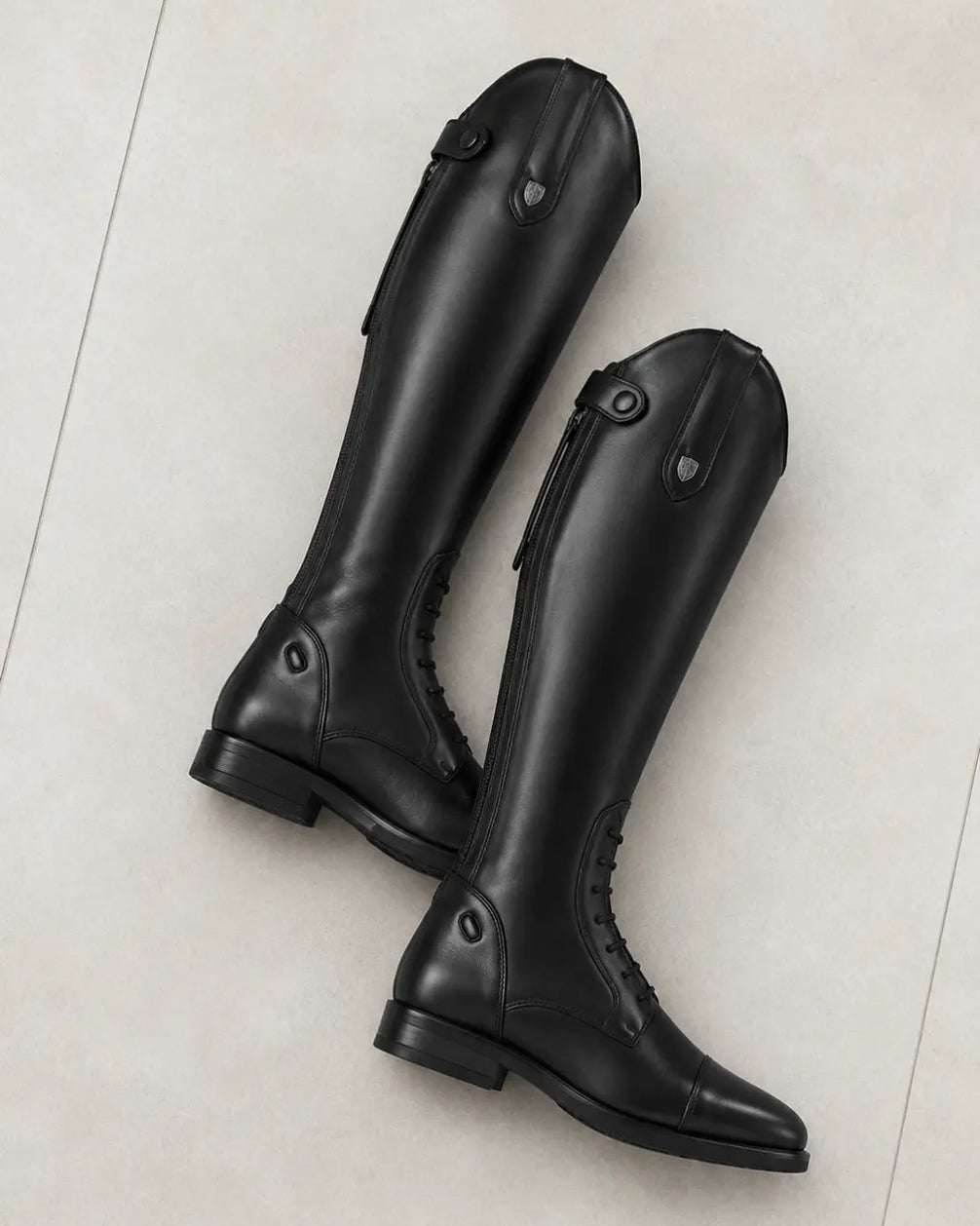 Toledo Men's Lace-Up Polo Riding Boots – Tall Black Leather Field Boots for Polo