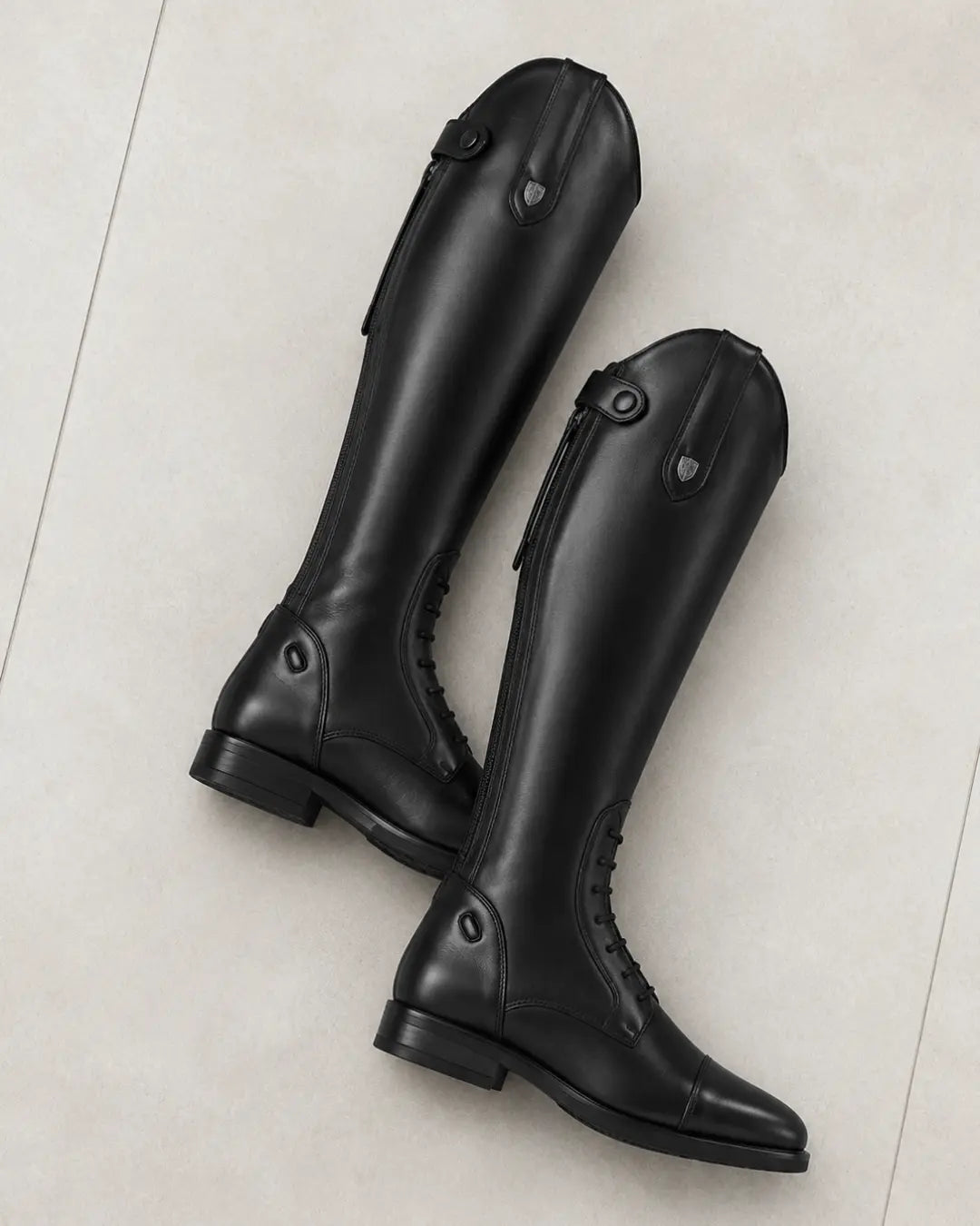 Toledo Men's Lace-Up Polo Riding Boots – Tall Black Leather Field Boots for Polo