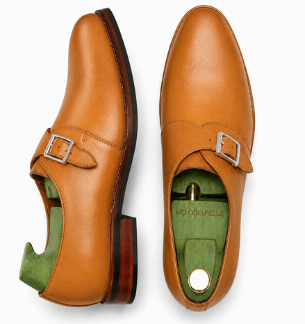 Modica Single Monk Cap-Toe Shoes for Men - Handmade Leather Formal Shoes