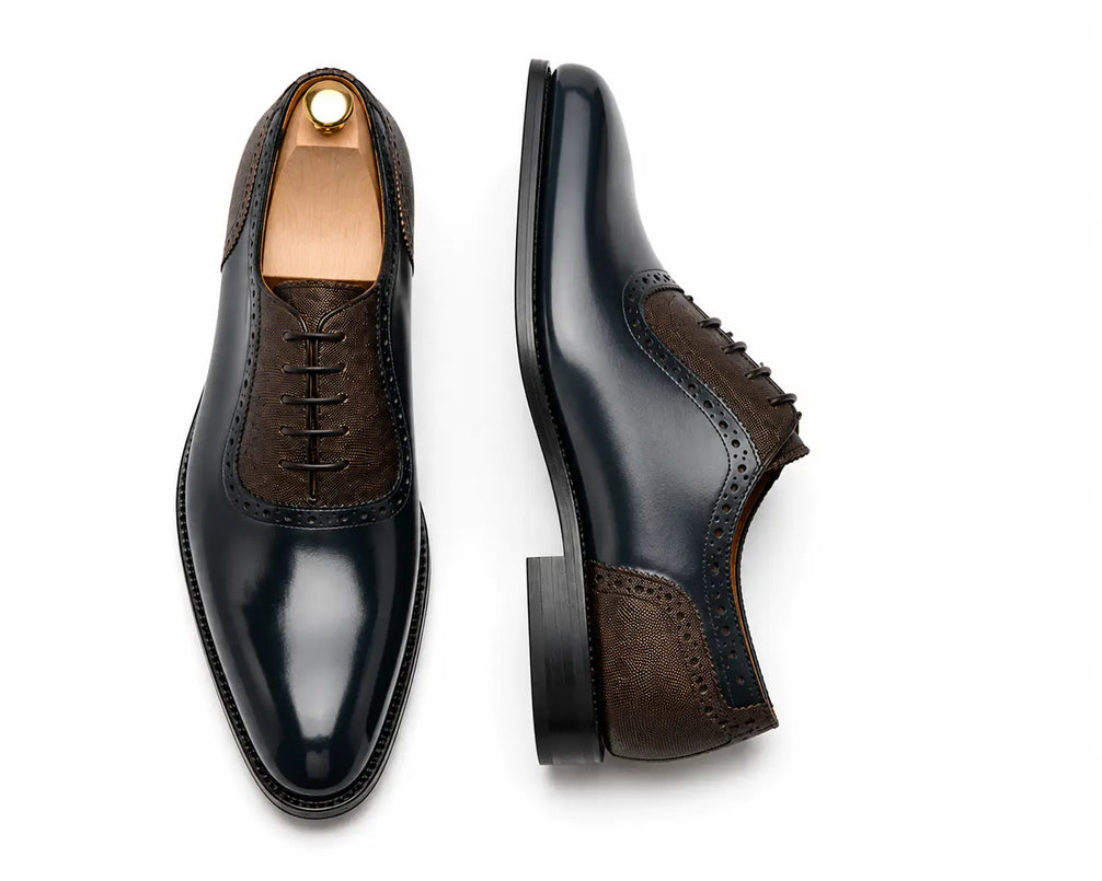 Montserrat Two-Tone Saddle Oxford for Men - Goodyear Welted Spectator Dress Shoes