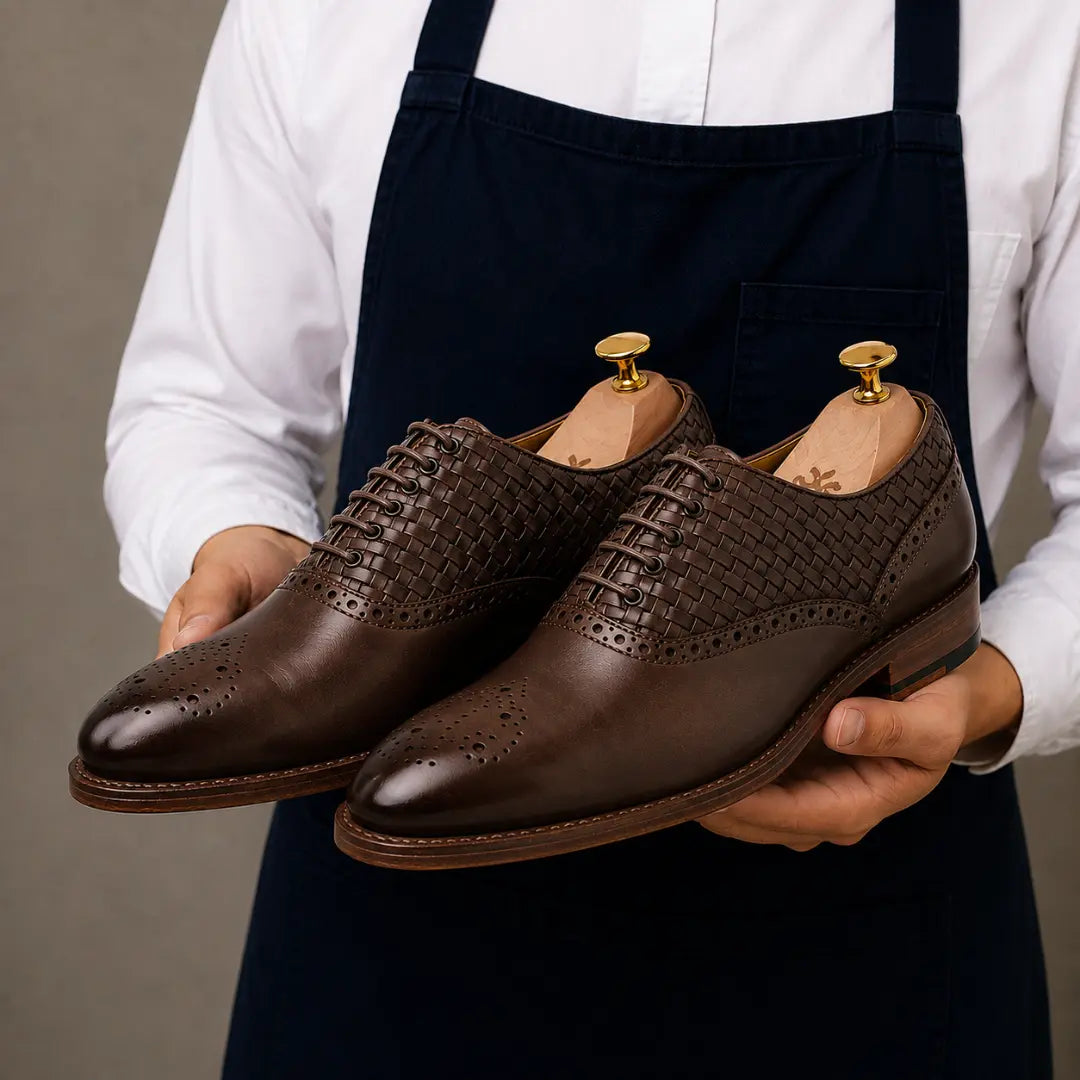 Maverick II Woven Wingtip Brogue Oxford for Men - Goodyear Welted Leather Shoes