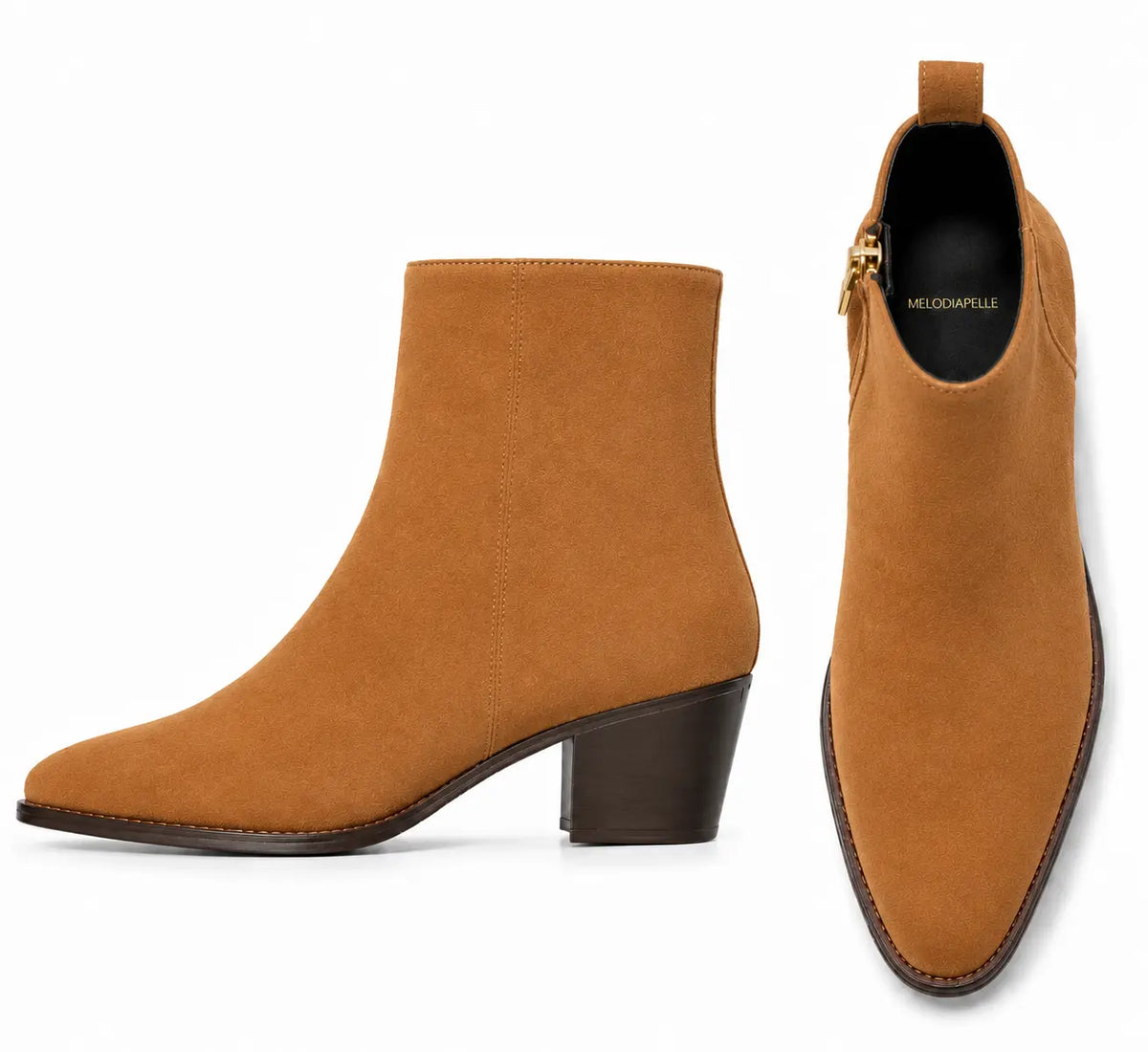 Maddox Suede Zip Boot for Men - Pointed-Toe Block Heel Ankle Boots
