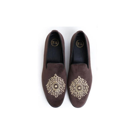 Montefrio Velvet Zardozi Slipper for Men - Embroidered Velvet Slippers