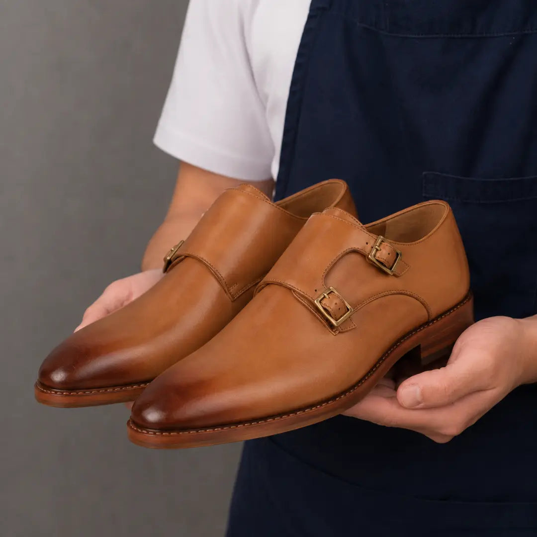 Mexico Double Monk Strap for Men - Hand-Burnished Goodyear Welted Leather Shoes