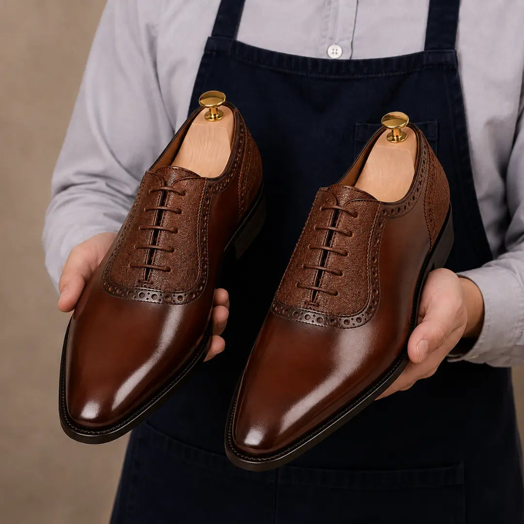 Montserrat Two-Tone Saddle Oxford for Men - Goodyear Welted Spectator Dress Shoes