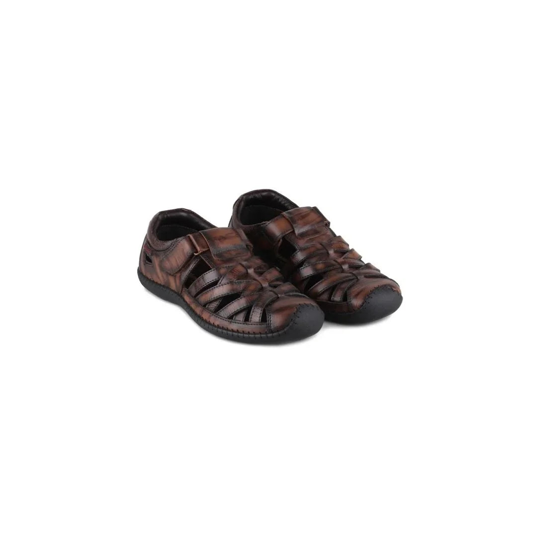 Matala Caged Burnished Sandal for Men - Closed-Toe Leather Sandals