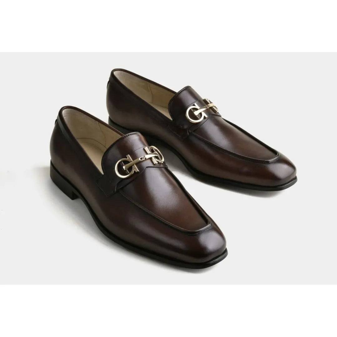 Montasola Square-Toe Horsebit Loafer for Men - Leather Bit Loafers