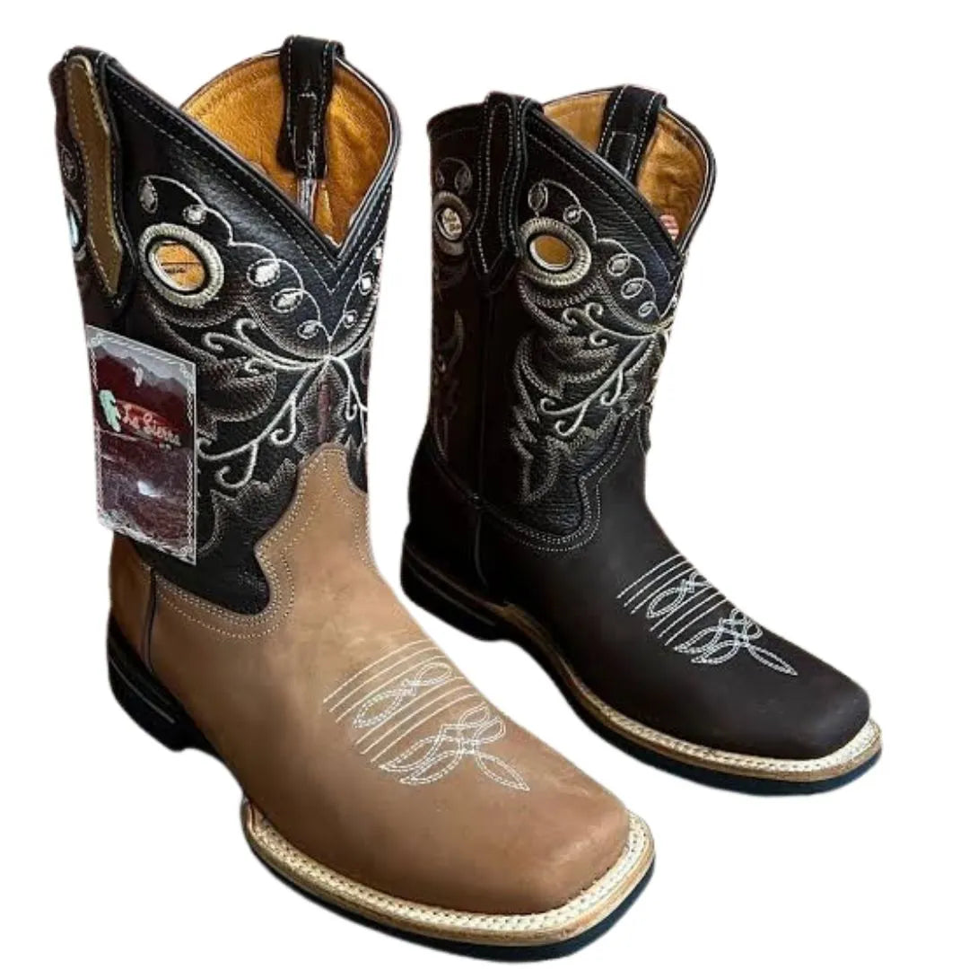 Mertzon Concho Work Cowboy Boot for Men - Square-Toe Work Western Boots