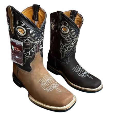 Mertzon Concho Work Cowboy Boot for Men - Square-Toe Work Western Boots