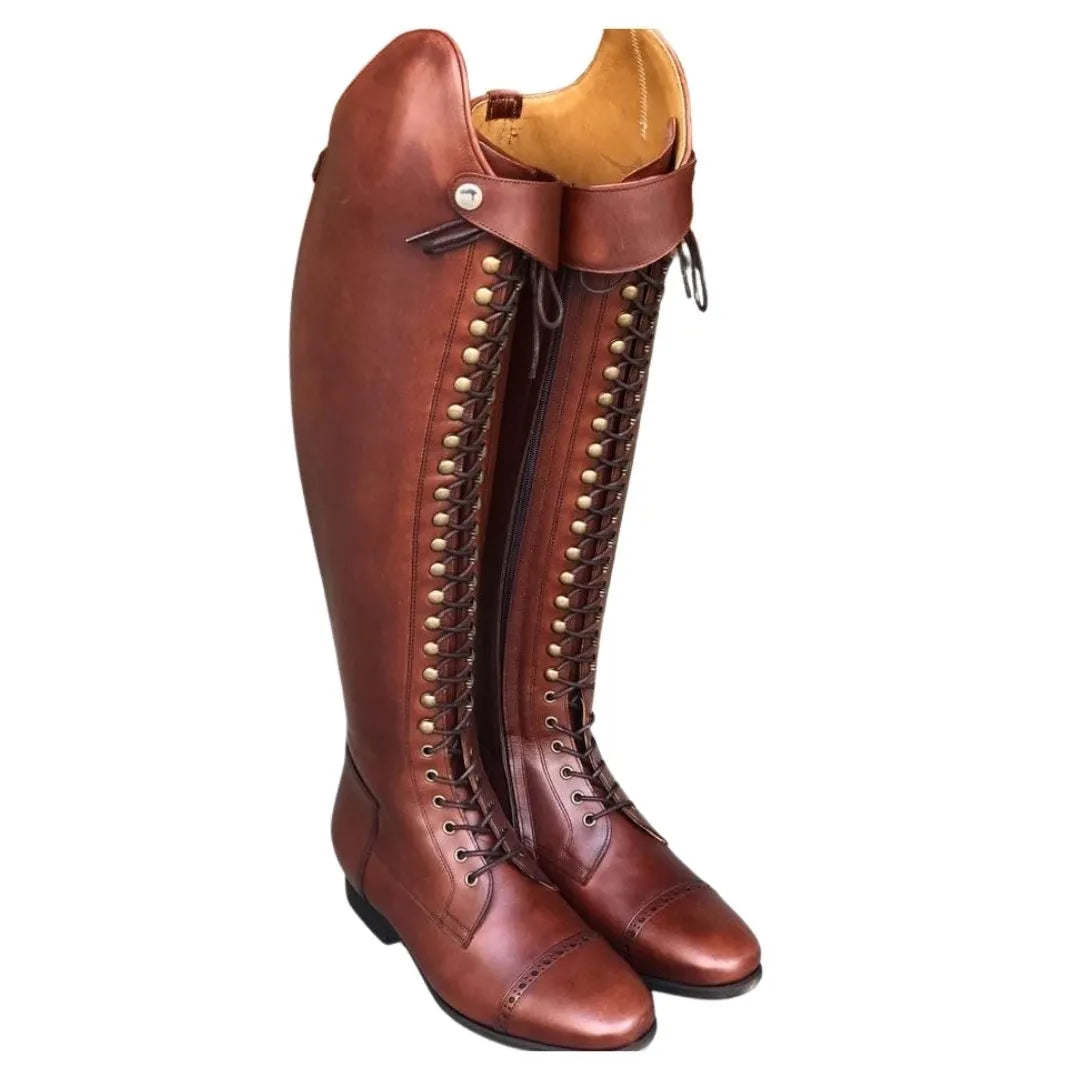 Malagon Brogued Strap Field Field Riding Boot for Men - Lace-Front Leather Riding Boots