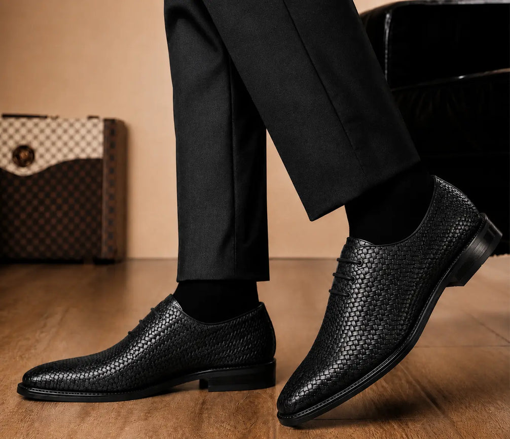 Morrigan Full-Woven Oxford for Men - Handmade Basket-Weave Leather Dress Shoes