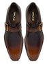Malcesine Burnished Plain-Toe Single Monk Strap for Men - Chisel-Toe Leather Dress Shoes