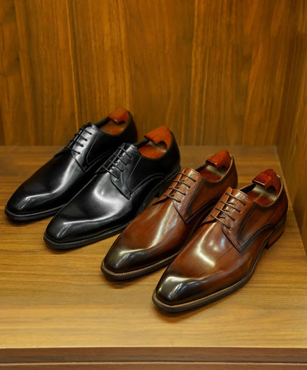 Miane Angled-Seam Split-Toe Derby for Men - Polished Leather Dress Shoes