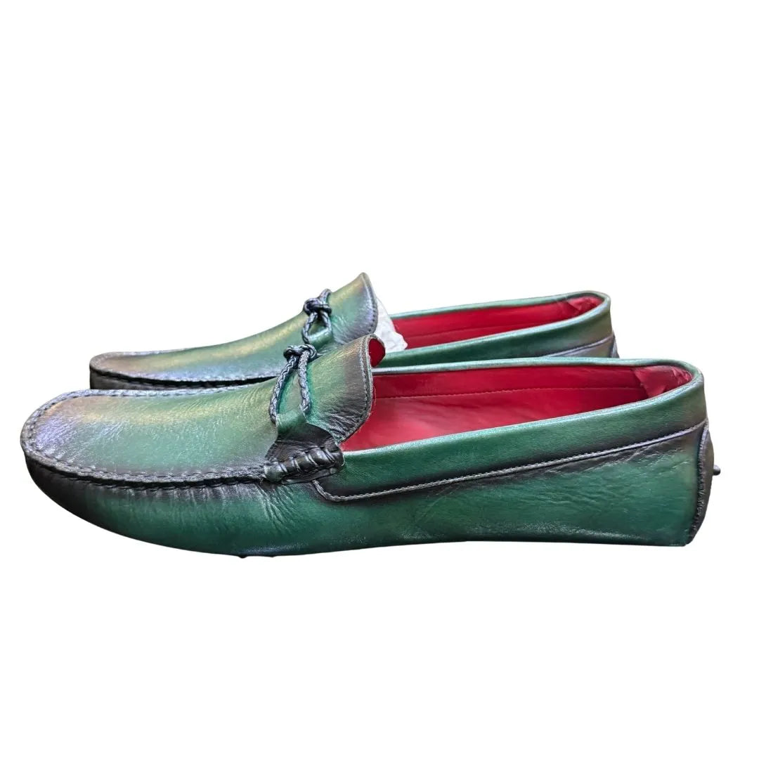 Milzano Bow-Lace Driver Driving Moccasin for Men - Hand-Stitched Leather Driving Moccasins