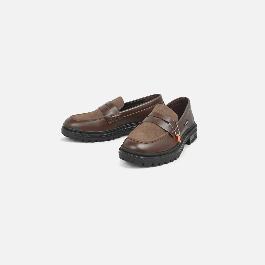 Masera Tab-Detail Burnished Penny Loafer for Men - Chunky Penny Loafers