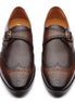 Massarosa Medallion Full-Brogue Single Monk Strap for Men - Wingtip Leather Dress Shoes
