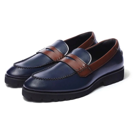 Maslianico Contrast-Strap Lug Penny Loafer for Men - Two-Tone Penny Loafers