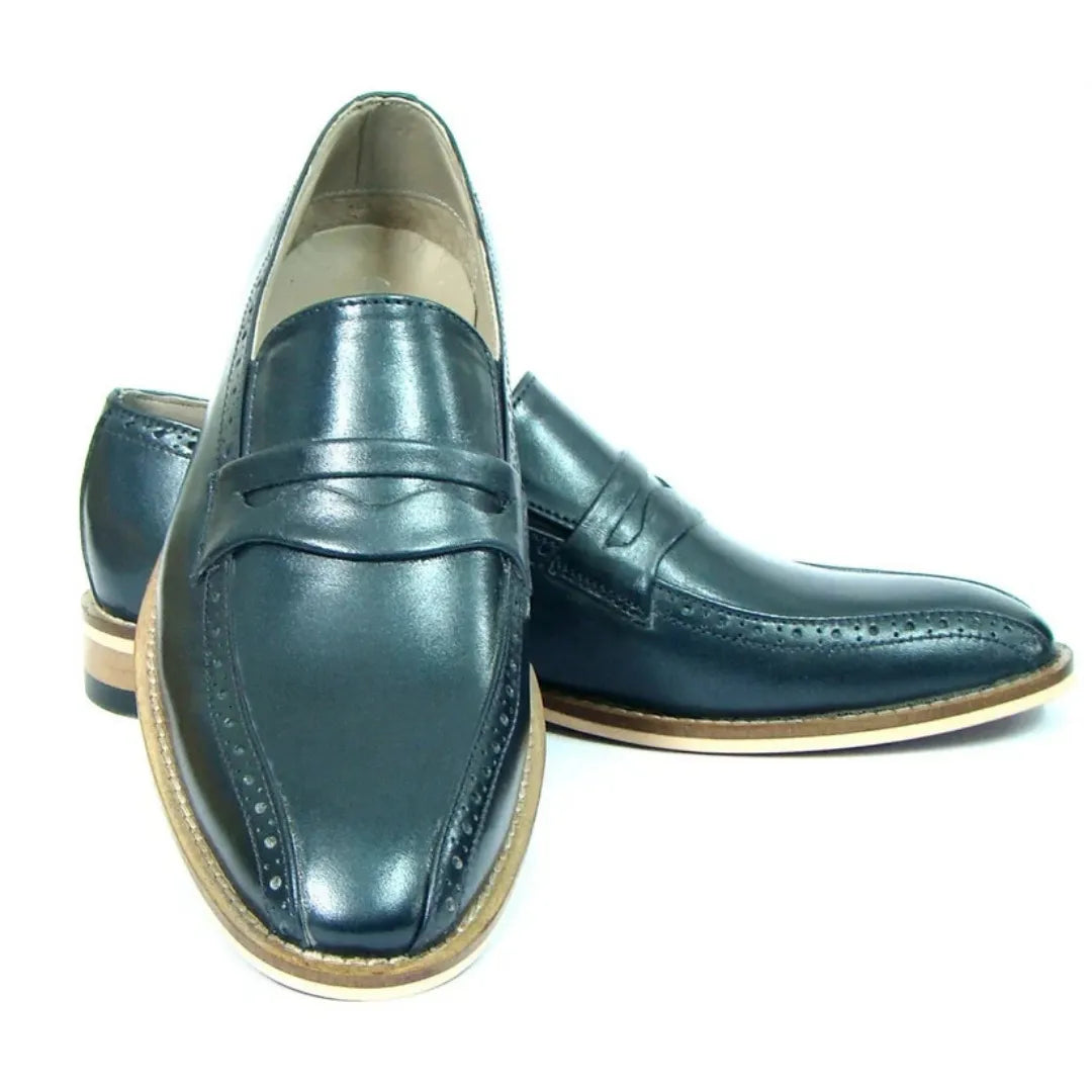 Meduna Brogue-Toe Patina Penny Loafer for Men - Hand-Dyed Penny Loafers