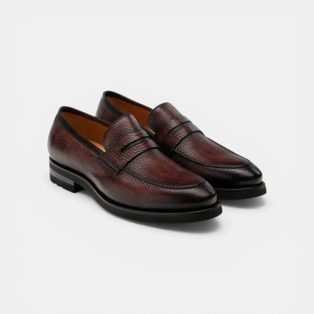 Melara Burnished Slim Penny Loafer for Men - Penny Loafers