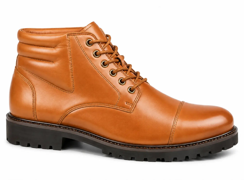Munster Cap-Toe Work Boot for Men - Heavy Lug-Sole Leather Boots