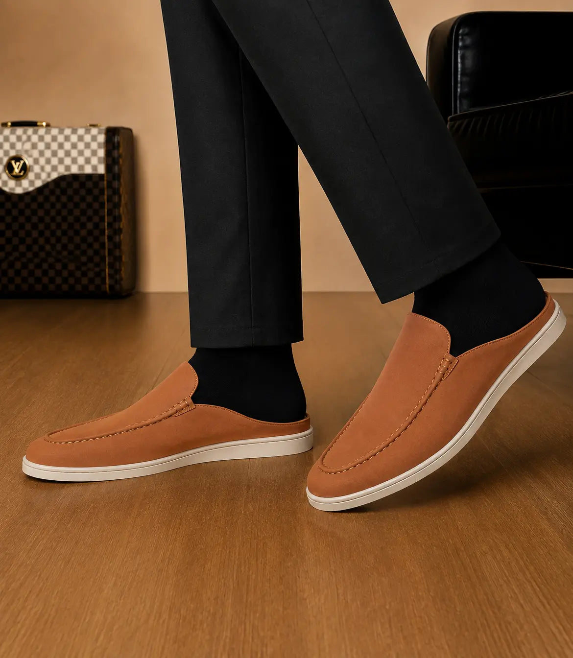 Melide Nubuck Cupsole Mule for Men - Backless Slip-On Summer Shoes