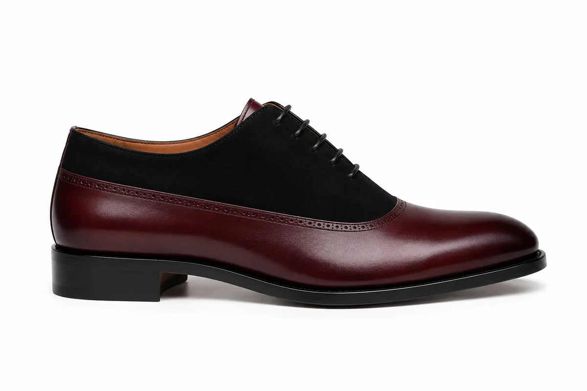 Montrachet Two-Material Block-Heel Oxford for Men - Leather and Suede Dress Shoes