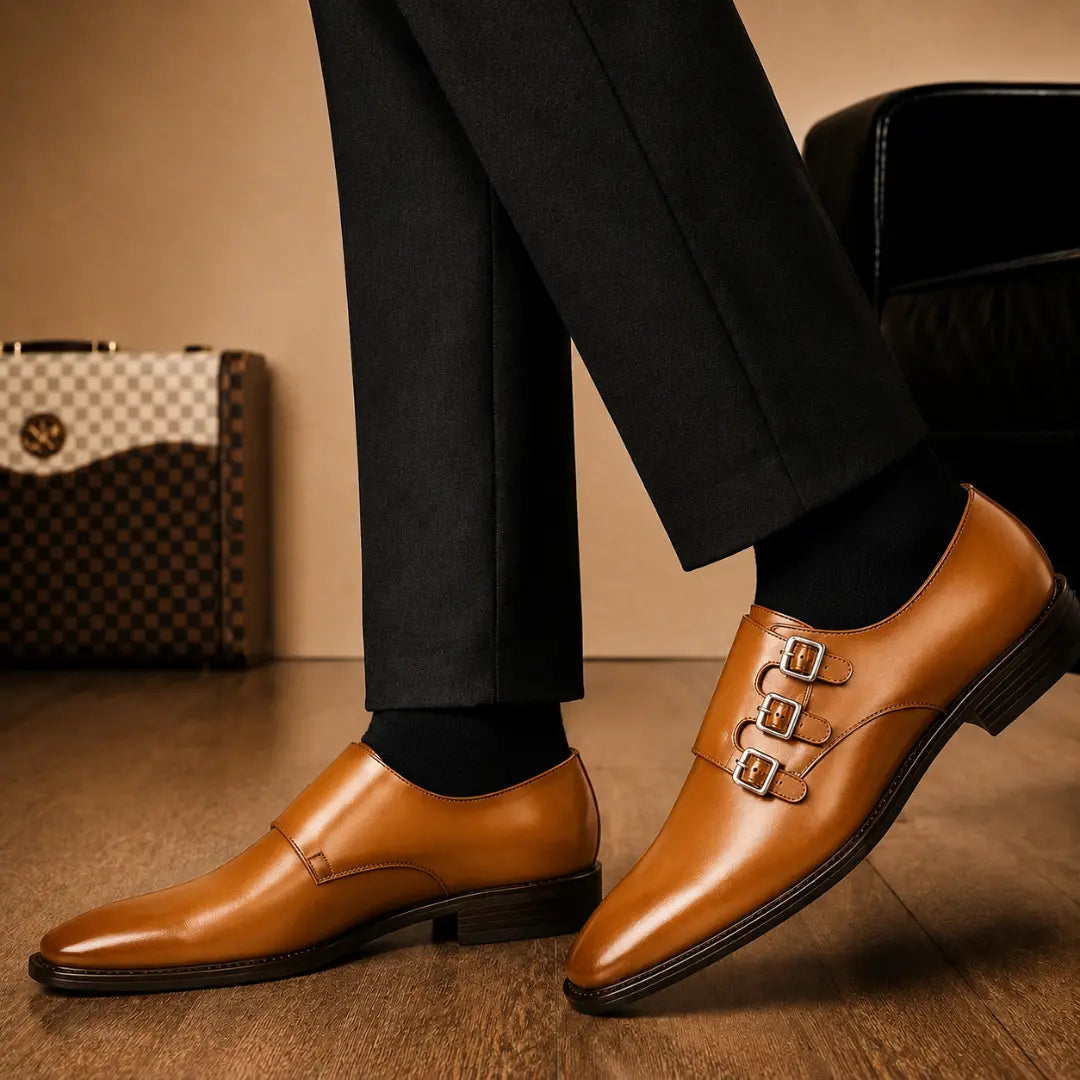 Montecito Double Monk Strap Shoes for Men - Goodyear Welted Full-Grain Leather