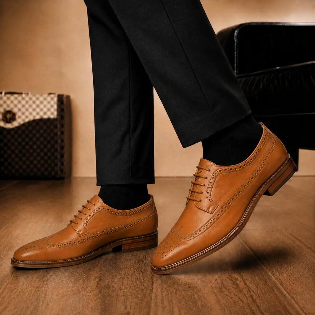 Missourie Longwing Brogue Derby for Men - Goodyear Welted Full-Grain Leather Shoes