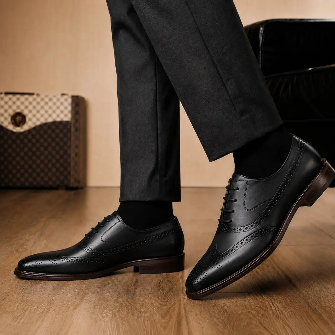 Mossverde Hand-Patina Wingtip Brogue Oxford for Men - Goodyear Welted Leather Shoes