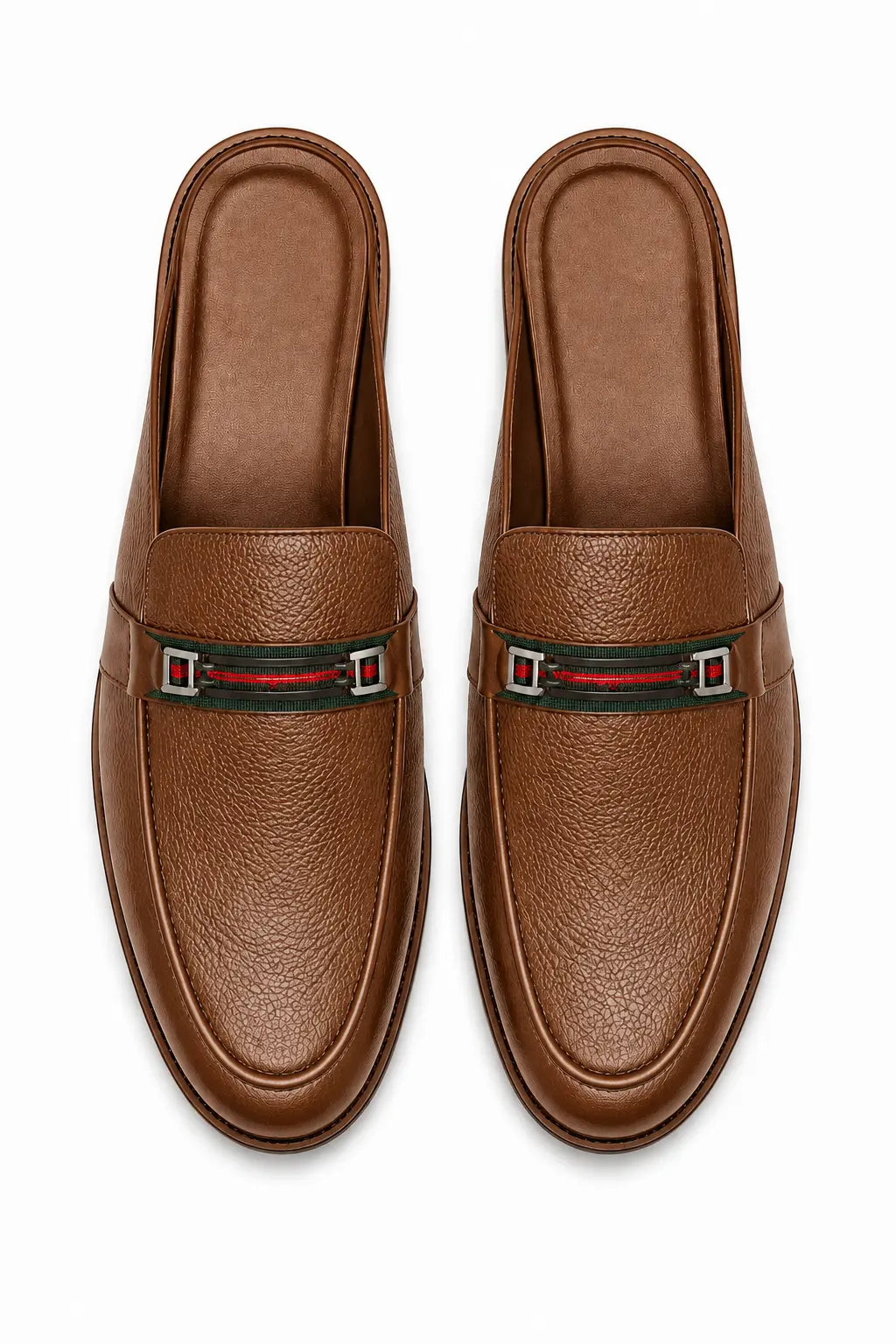Mirepoix Web-Stripe Grained Mule for Men - Backless Block-Heel Shoes