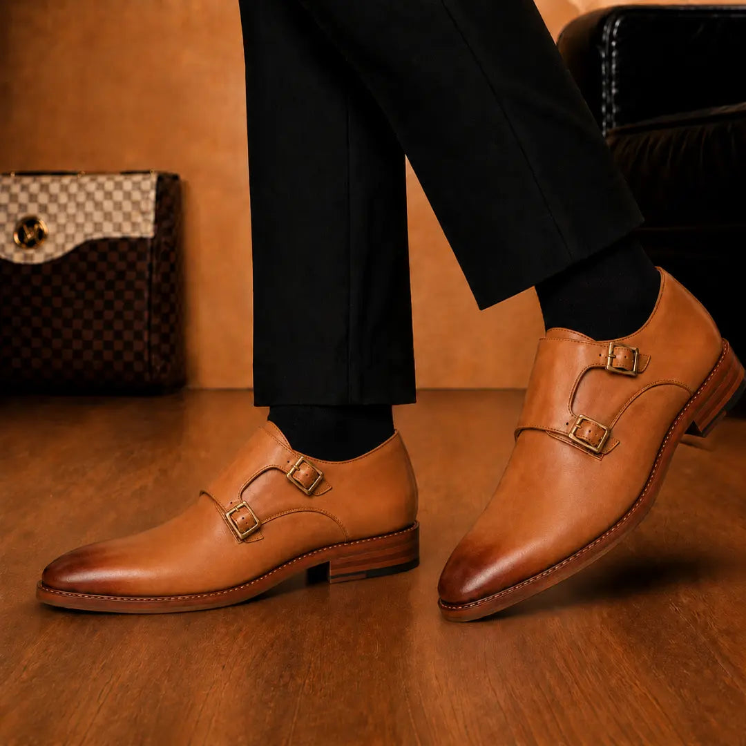 Mexico Double Monk Strap for Men - Hand-Burnished Goodyear Welted Leather Shoes