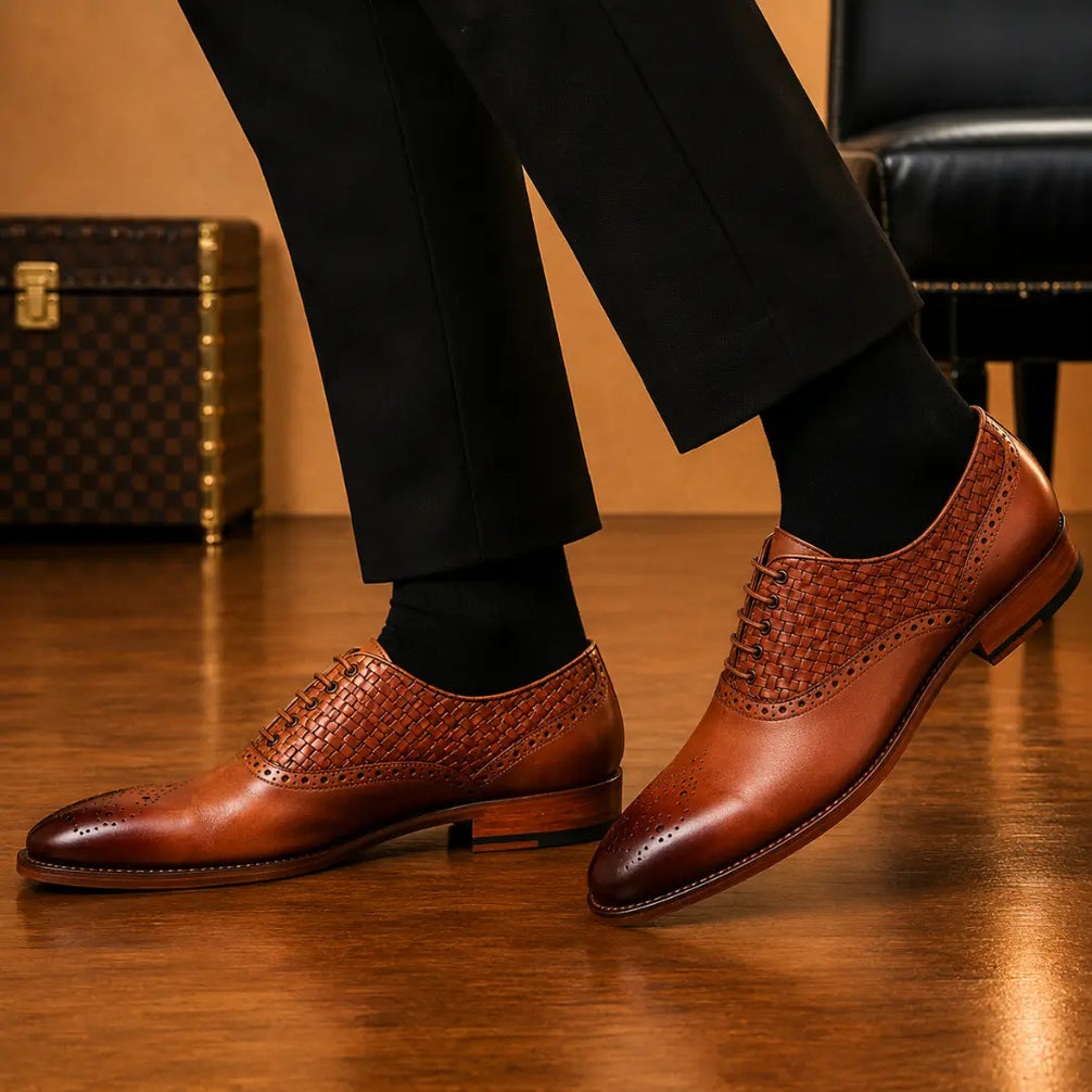 Maverick II Woven Wingtip Brogue Oxford for Men - Goodyear Welted Leather Shoes