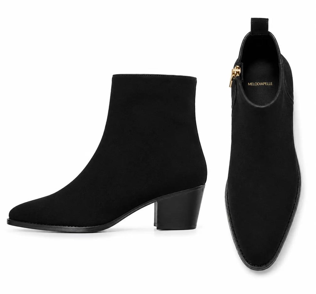 Maddox Suede Zip Boot for Men - Pointed-Toe Block Heel Ankle Boots