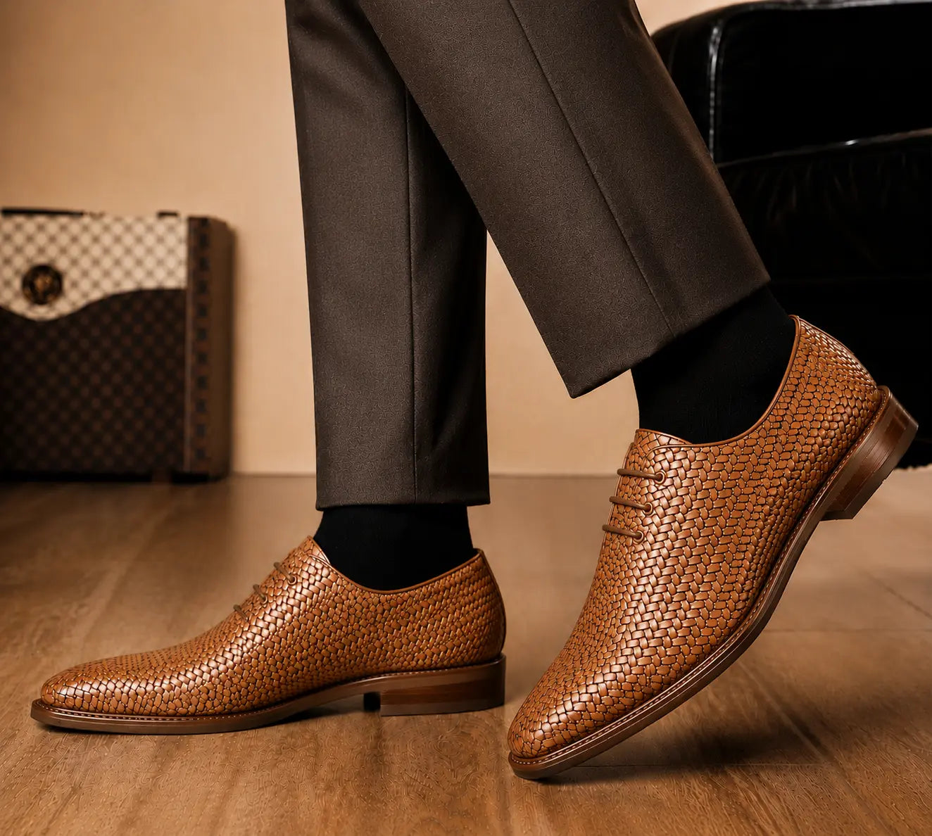 Morrigan Full-Woven Oxford for Men - Handmade Basket-Weave Leather Dress Shoes