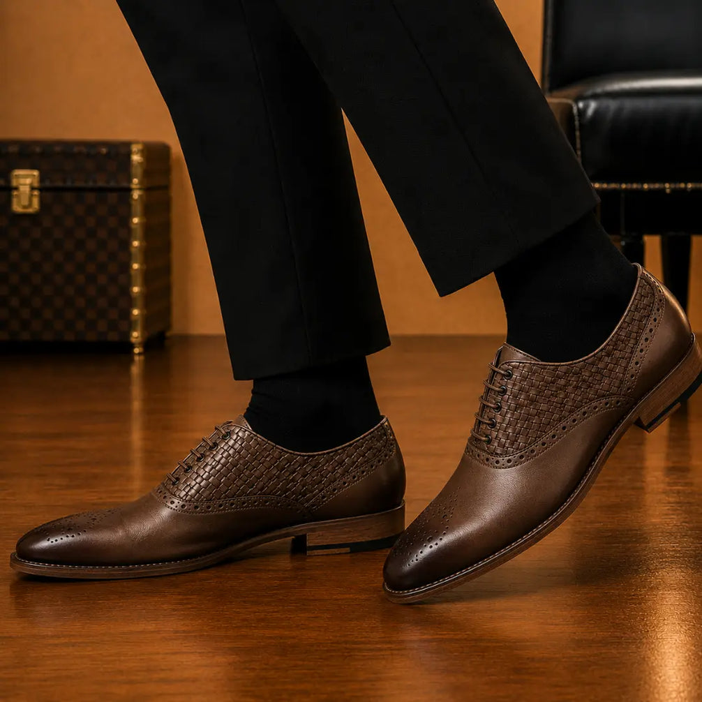 Maverick II Woven Wingtip Brogue Oxford for Men - Goodyear Welted Leather Shoes