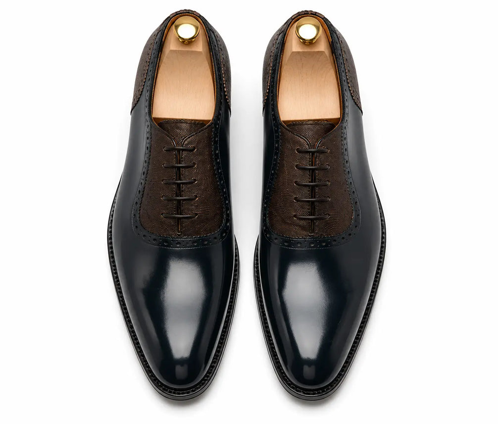 Montserrat Two-Tone Saddle Oxford for Men - Goodyear Welted Spectator Dress Shoes
