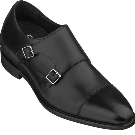 Manacor Hidden-Lift Cap-Toe Double Monk Strap for Men - Height-Increasing Leather Dress Shoes