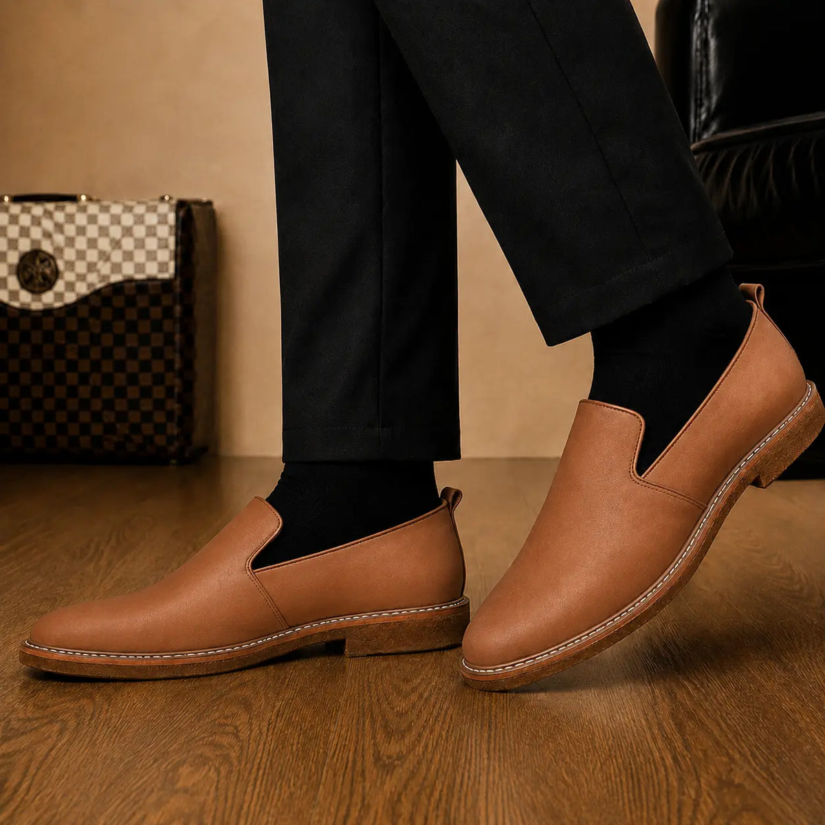 Moscow Opera Slip-On for Men - Nubuck Crepe-Sole Laceless Shoes