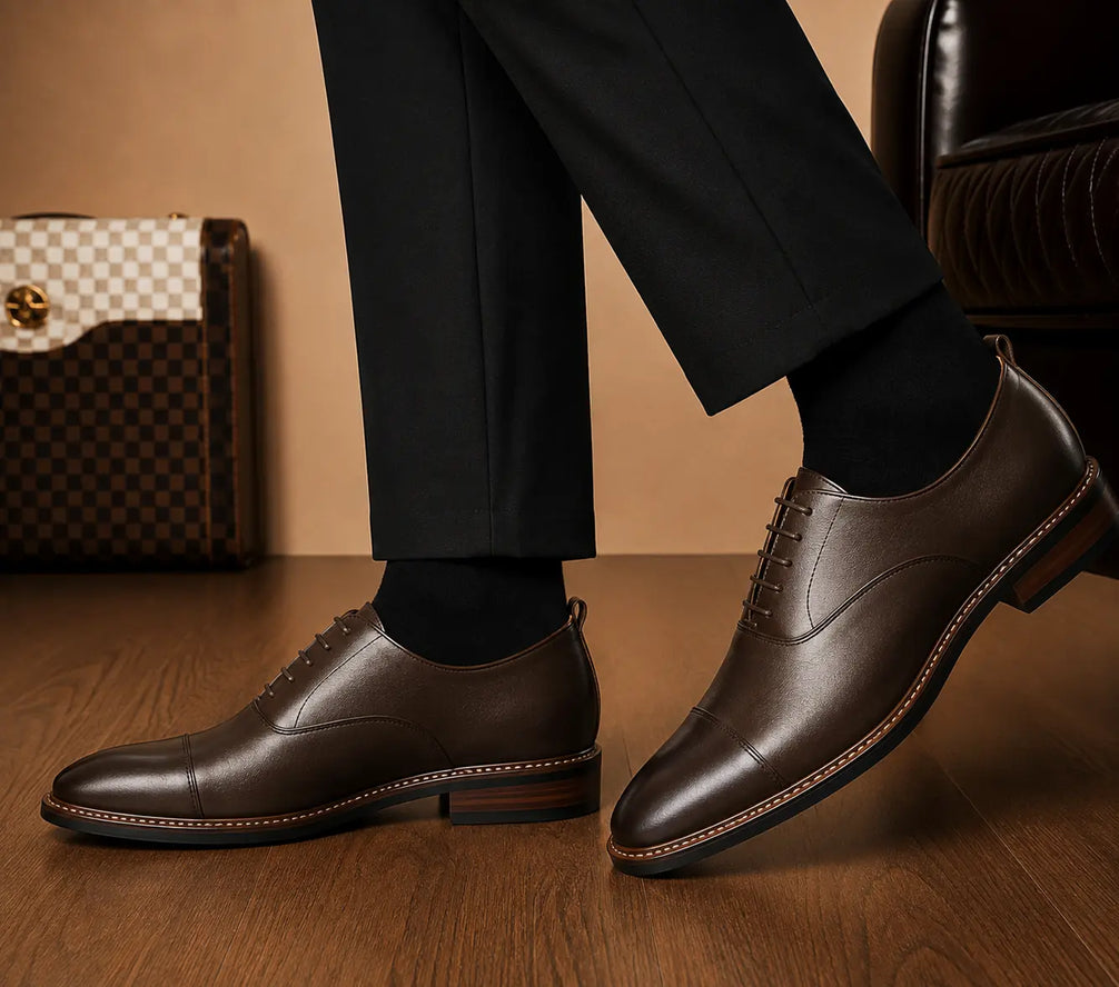 Monterosso Patina Cap-Toe Derby for Men - Handmade Leather Formal Shoes