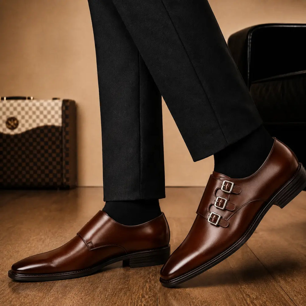 Montecito Double Monk Strap Shoes for Men - Goodyear Welted Full-Grain Leather