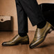 Mossverde Hand-Patina Wingtip Brogue Oxford for Men - Goodyear Welted Leather Shoes