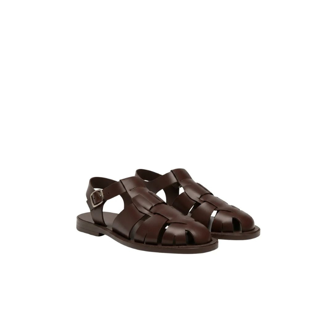 Methoni Classic Caged Fisherman Sandal for Men - Buckled Leather Fisherman Sandals