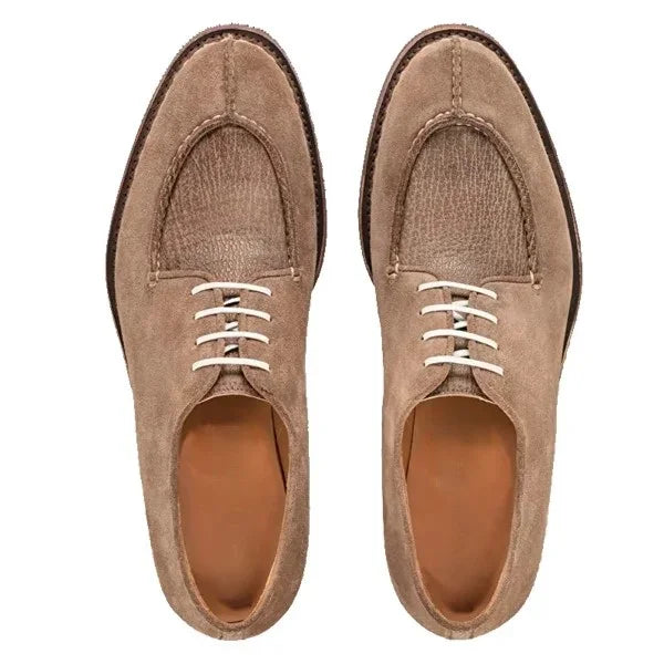 Mazzano Textured-Apron Suede Derby for Men - Norwegian-Stitched Casual Shoes