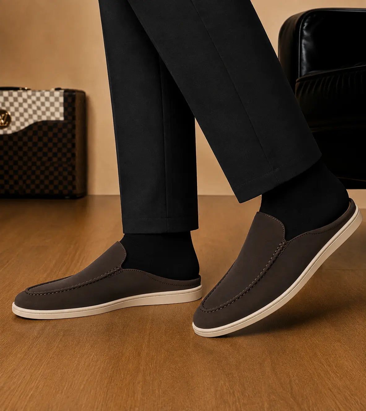 Melide Nubuck Cupsole Mule for Men - Backless Slip-On Summer Shoes