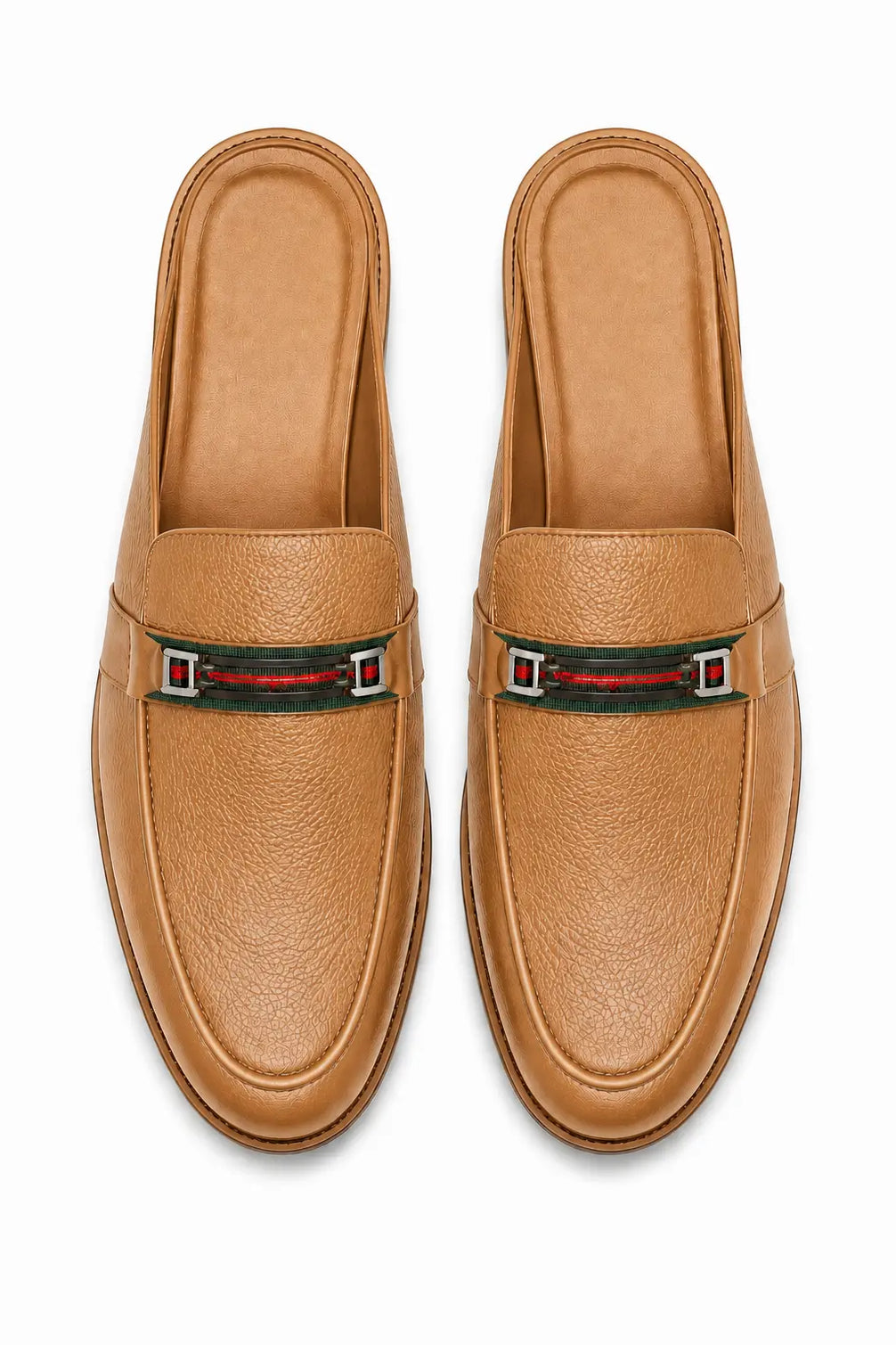 Mirepoix Web-Stripe Grained Mule for Men - Backless Block-Heel Shoes