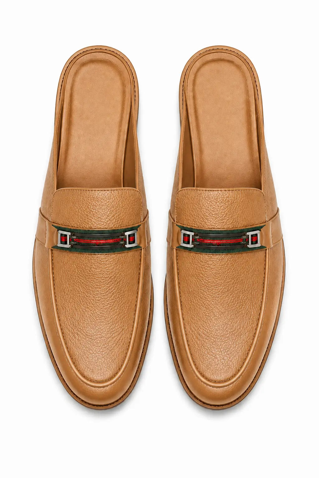 Mirepoix Web-Stripe Grained Mule for Men - Backless Block-Heel Shoes