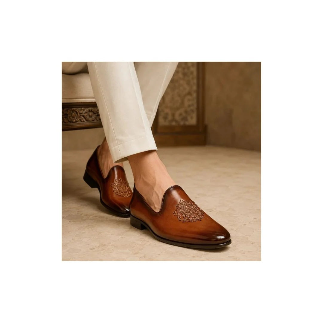 Matheran Burnished Crest Nagra Jutti for Men - Hand-Finished Leather Nagra Shoes